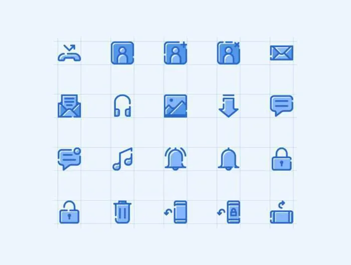 180 Mobile Functions Icons Blue Colored