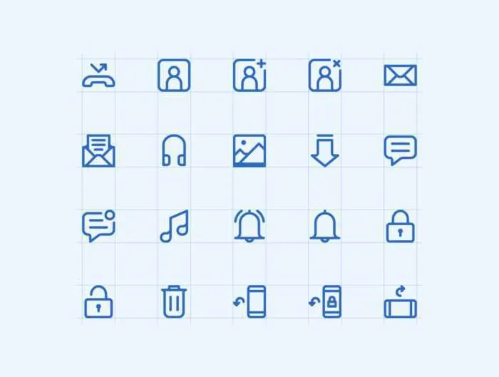 180 Mobile Functions Icons Blue Colored