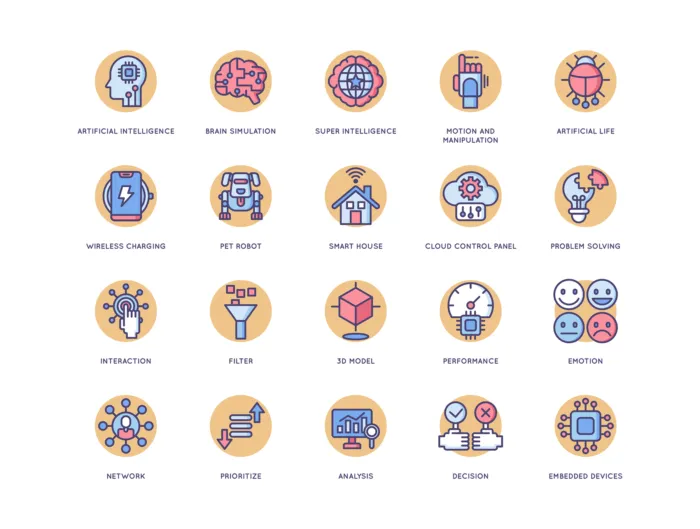 60 Artificial Intelligence Icons - Butterscotch Series