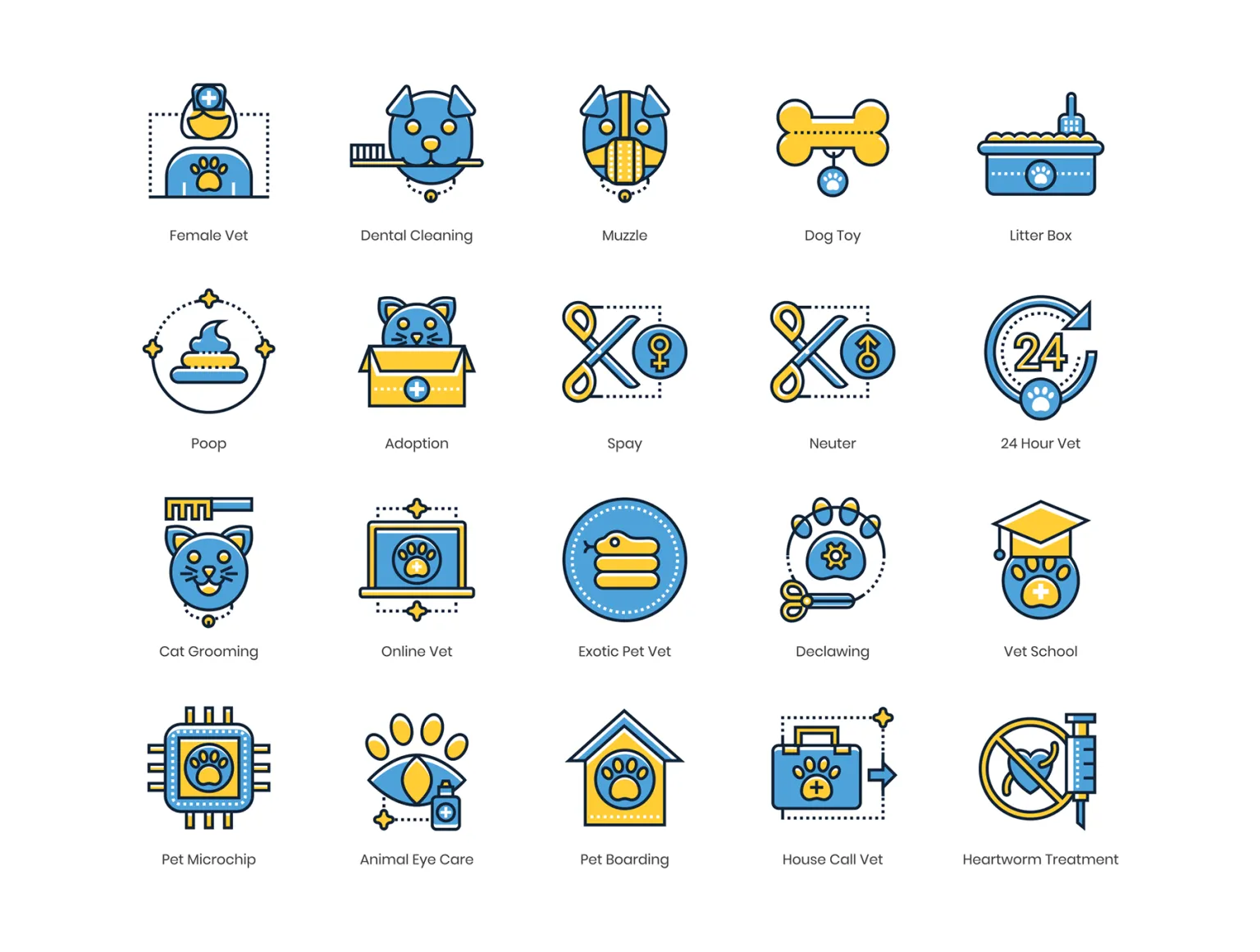 60 Veterinary Icons - Kinetic Series