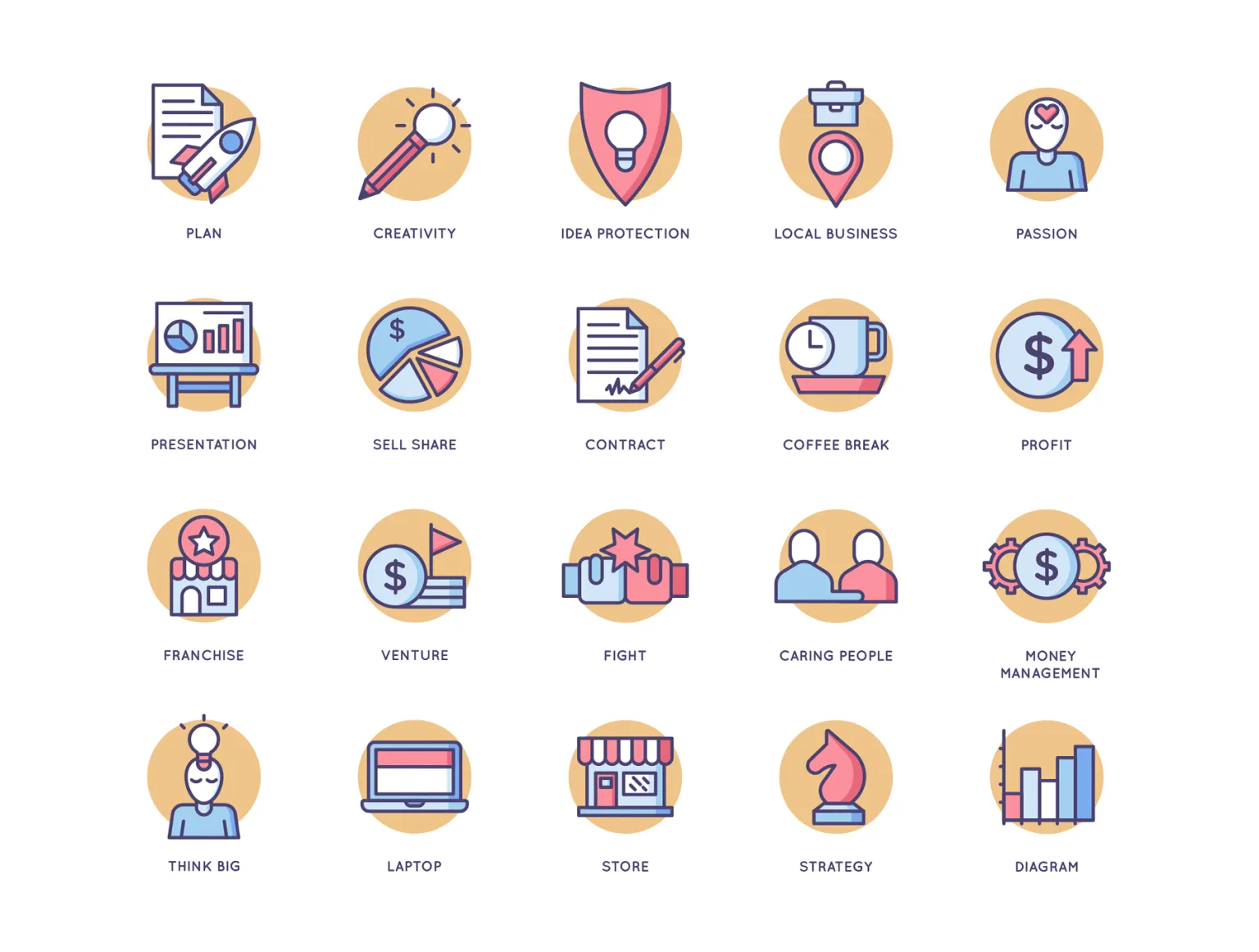 89 Startup Icons - Butterscotch Series