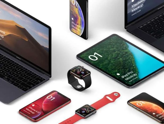 Apple 46 Devices Isometric Mockups