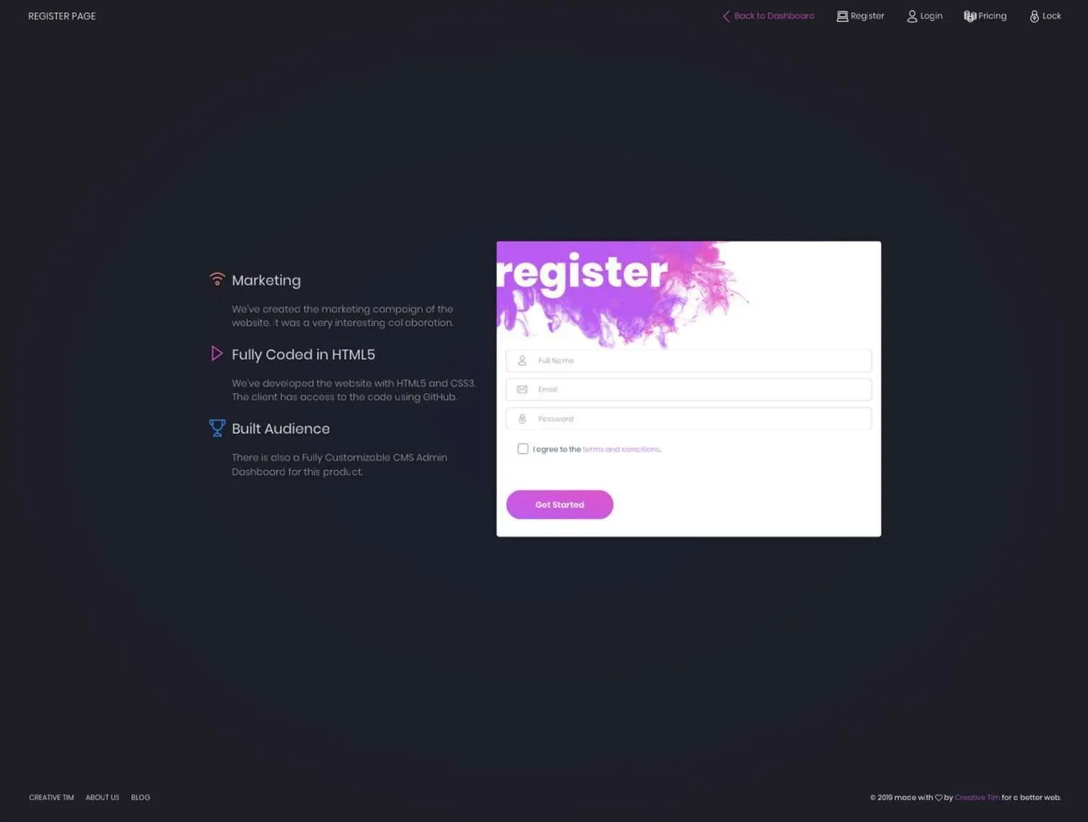 Black Dashboard Pro
