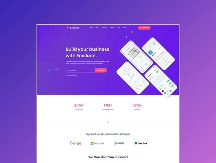 Envilonn – Saas, Software & App Landing Page