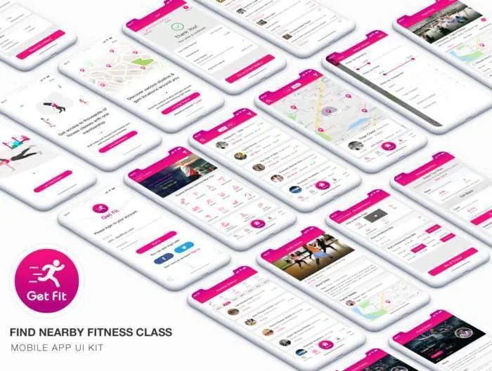 GET FIT - Find NearBy Fitness Classes App UI Kit