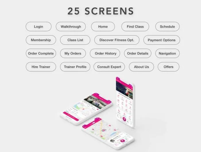 GET FIT - Find NearBy Fitness Classes App UI Kit