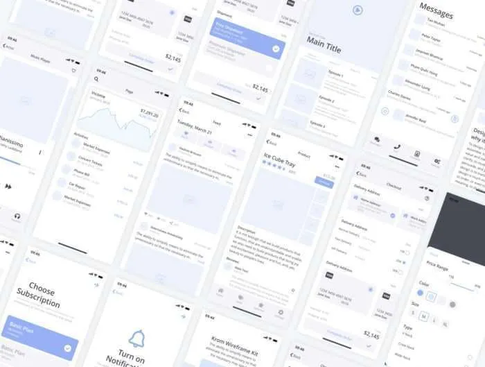 Krom Mobile Wireframe Kit