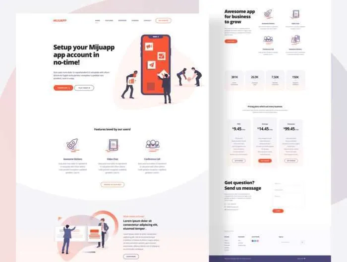 Mijuapp Mobile App Landing PSD Template