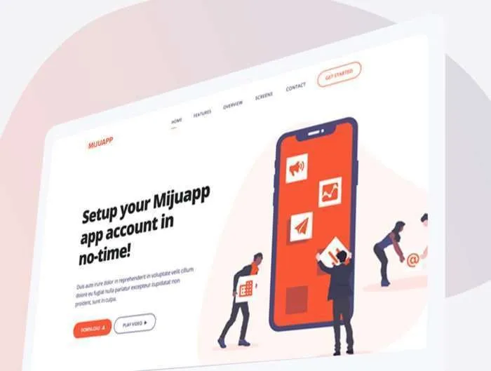 Mijuapp Mobile App Landing PSD Template