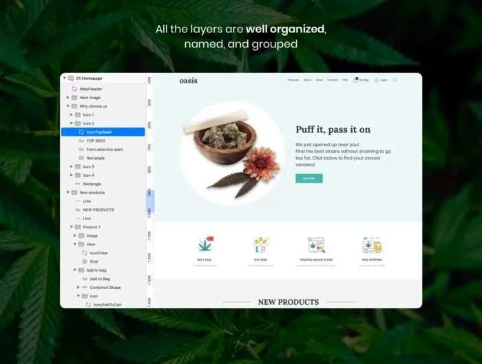 Oasis - Marijuana eCommerce Sketch Template