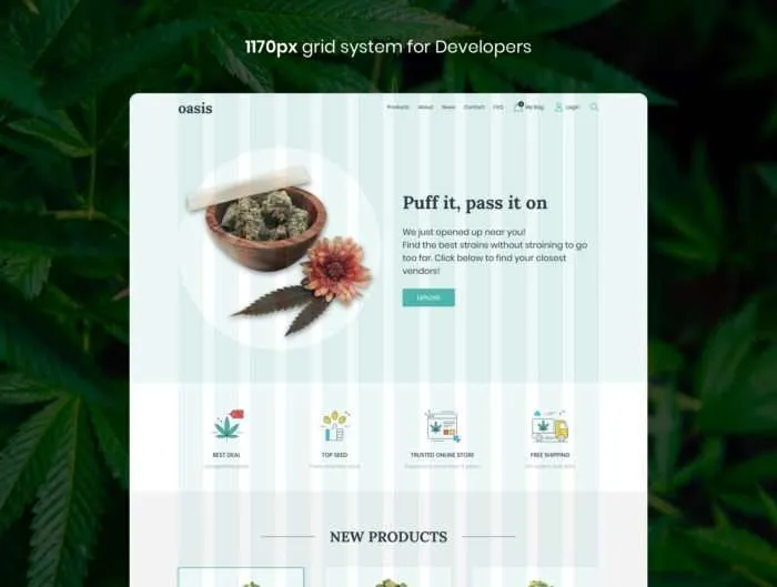 Oasis - Marijuana eCommerce Sketch Template