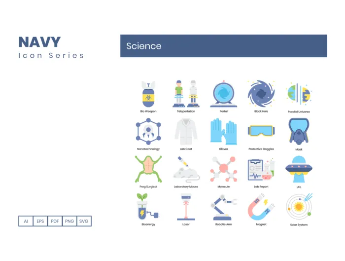Science Icons - Navy Series