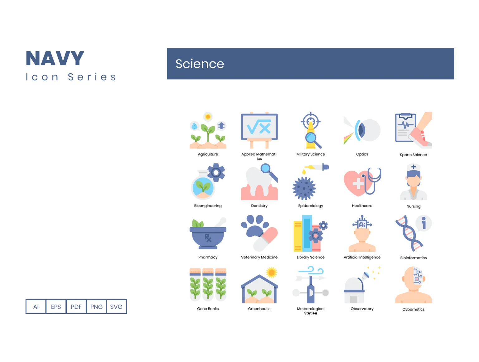 Science Icons - Navy Series