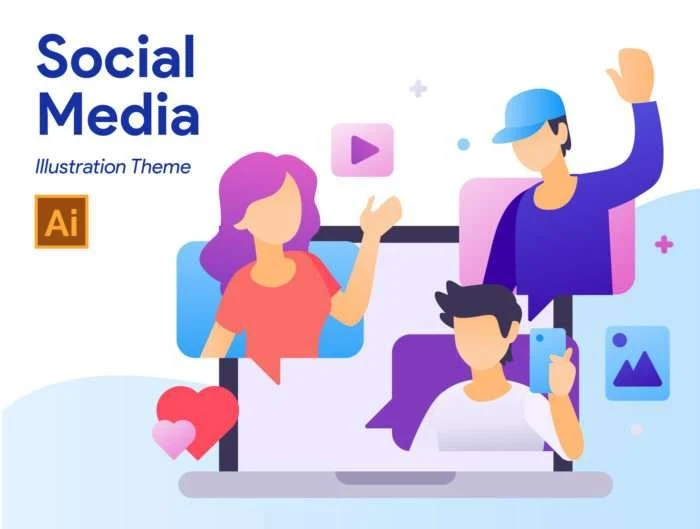 5 Social Media Illustration