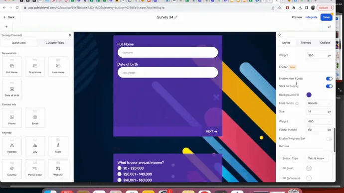 New Footer in Surveys : HighLevel Support Portal