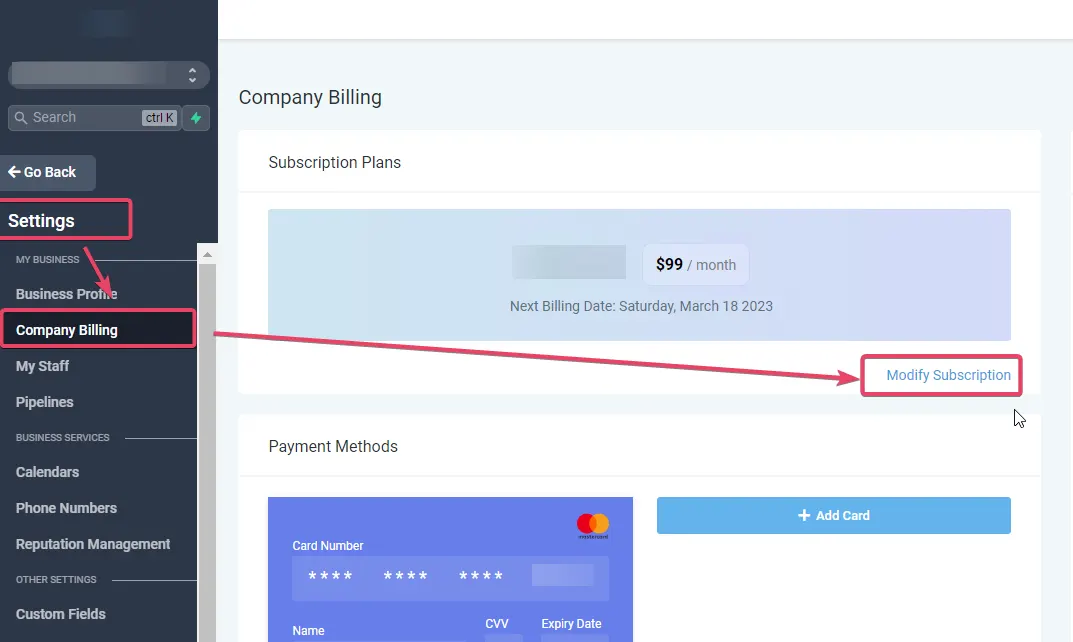 Upgrading and Cancelling SaaS Plans for Clients : HighLevel Support Portal
