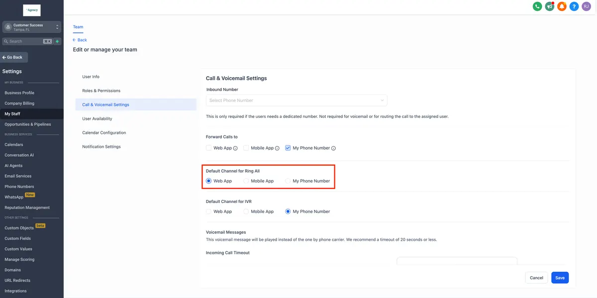 Ring Incoming call to multiple users : HighLevel Support Portal