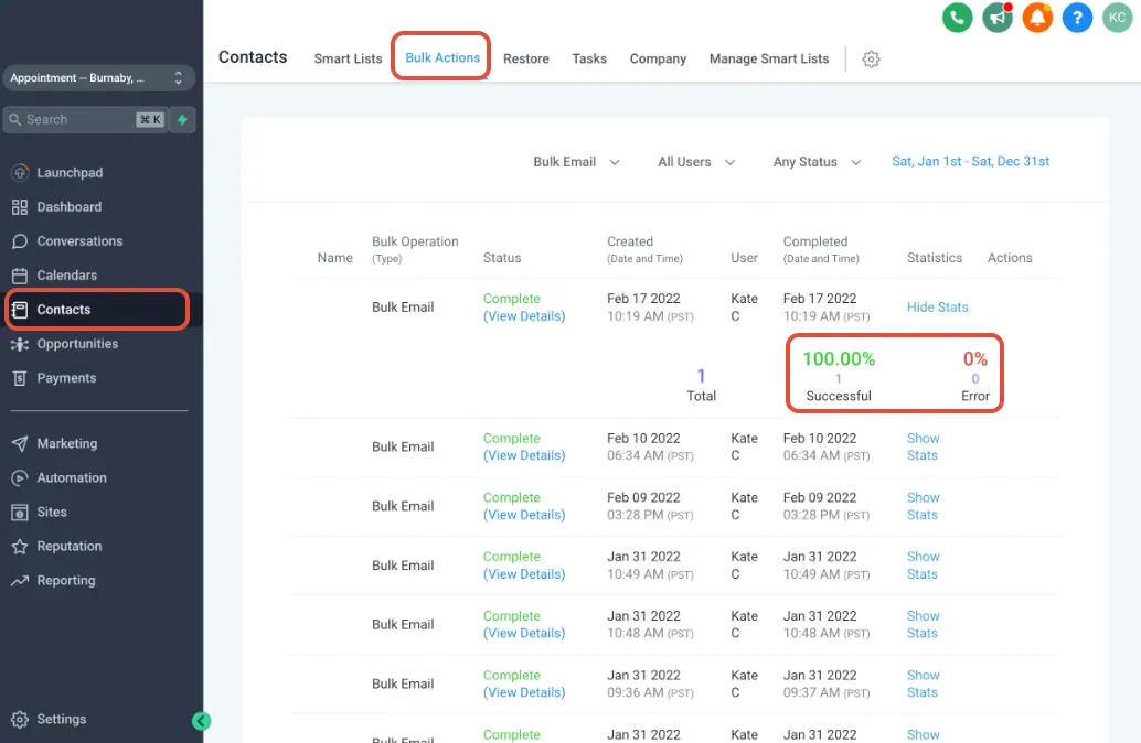 Email Statistics : HighLevel Support Portal