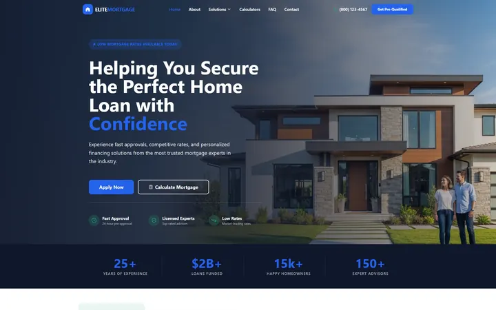 Mortgage GoHighLevel AI Studio website template design 2 home page